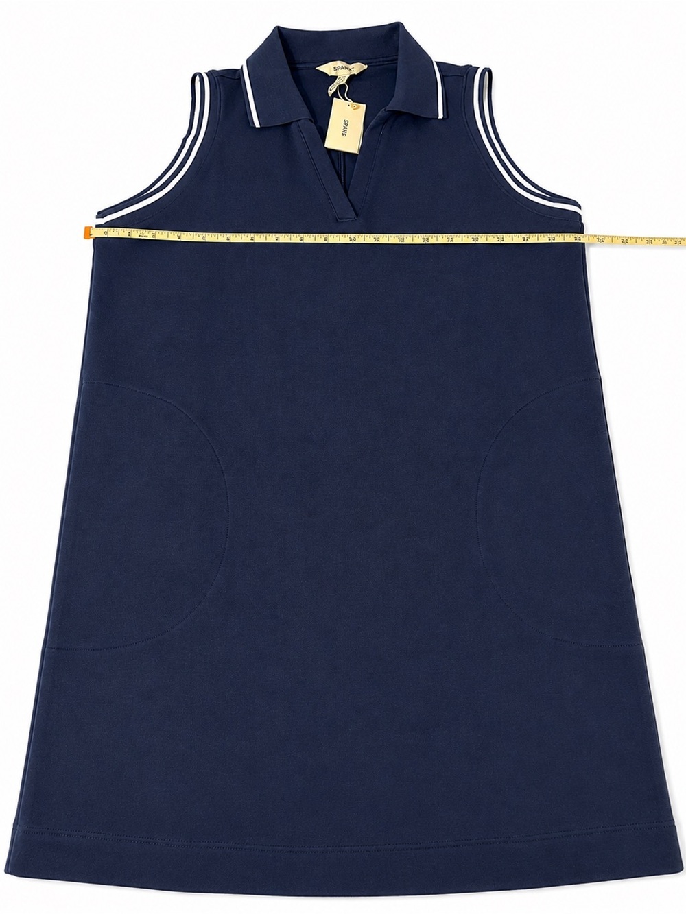 NWT SPANX AirPiqué Sleeveless Polo Dress Timeless Navy Large Pockets Golf Tennis - Picture 5 of 9
